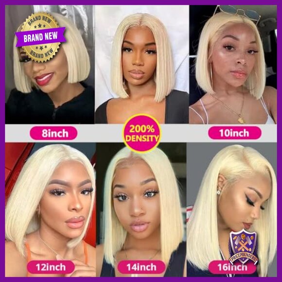 Human Hair Lace Front Bob Wig 14 Inch 200% Density Glueless